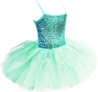 Kids Girls Sequined Spaghetti Straps Leotard Skirt Ballet Dance Tutu Sweetheart Ballerina Costume