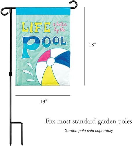 Miniatura 3 de Magnolia Garden Life Better By Pool Beach Ball - Bandera de jardín de poliéster de 13 x 18 pulgadas