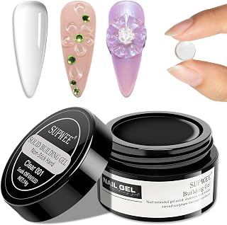 Supwee Solid Builder Gel for Nails - Multifunctional Clear Non-Stick Hand Nail Extension Gel for Carving Patterns Decoration Nail Art Emboss Hard Gel for Nails Mnicure DIY at Home 14g(0.49fl oz)