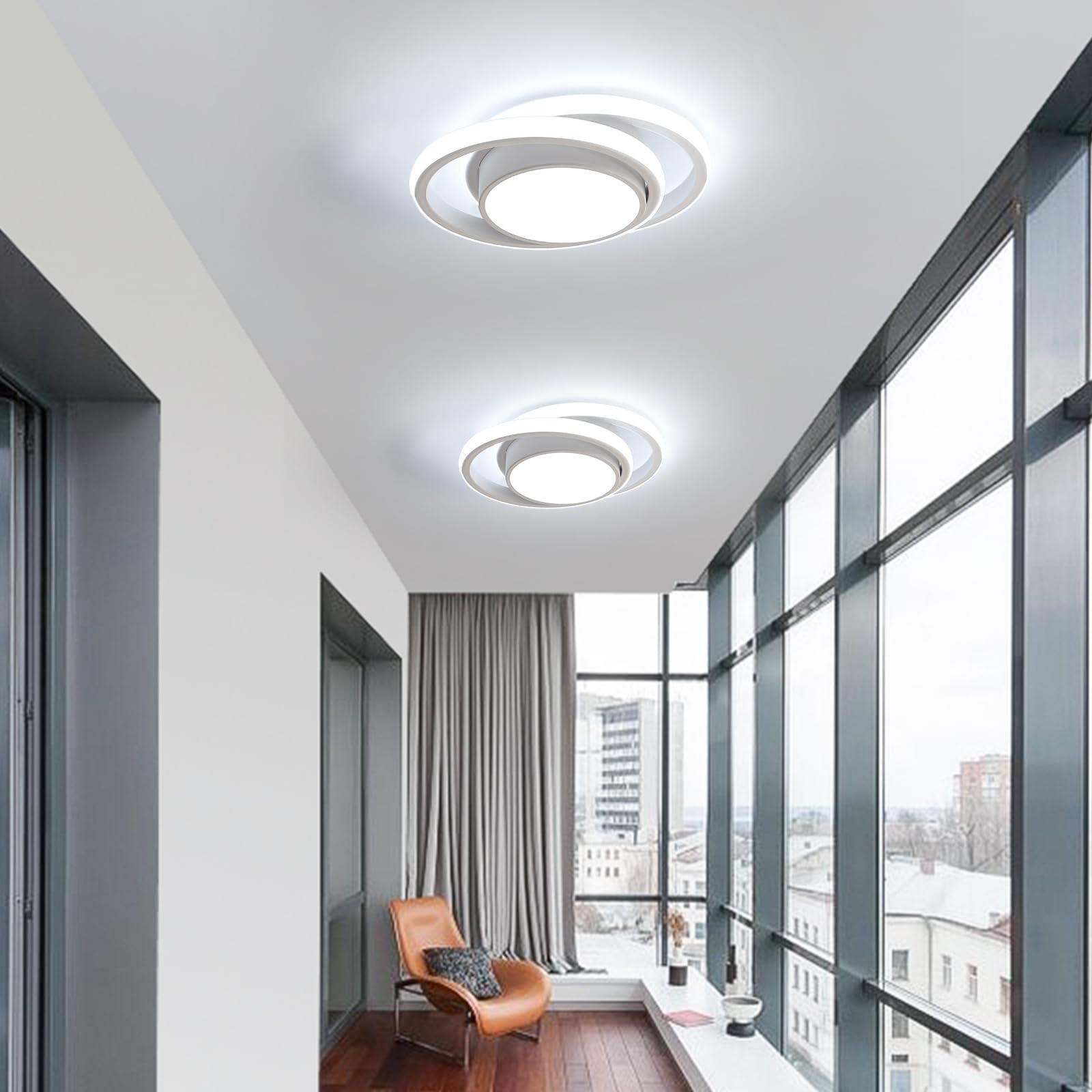Goeco Plafon LED Techo Redondo Moderna, 32W 2350LM 6500K, Blanco | Lámpara de Techo LED, Luz de Techo para Corredor Baño Cocina Dormitorio Pasillo, Blanco Frío