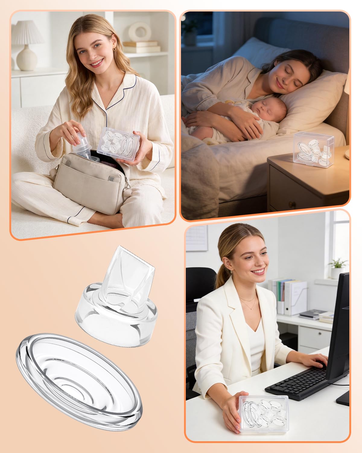 Części zamienne do laktatora Momcozy S12, w zestawie 4 silikonowe zawory z dzióbkiem kaczki i 2 silikonowymi pompkami do mleka, bez BPA, przenośne akcesoria do laktatora