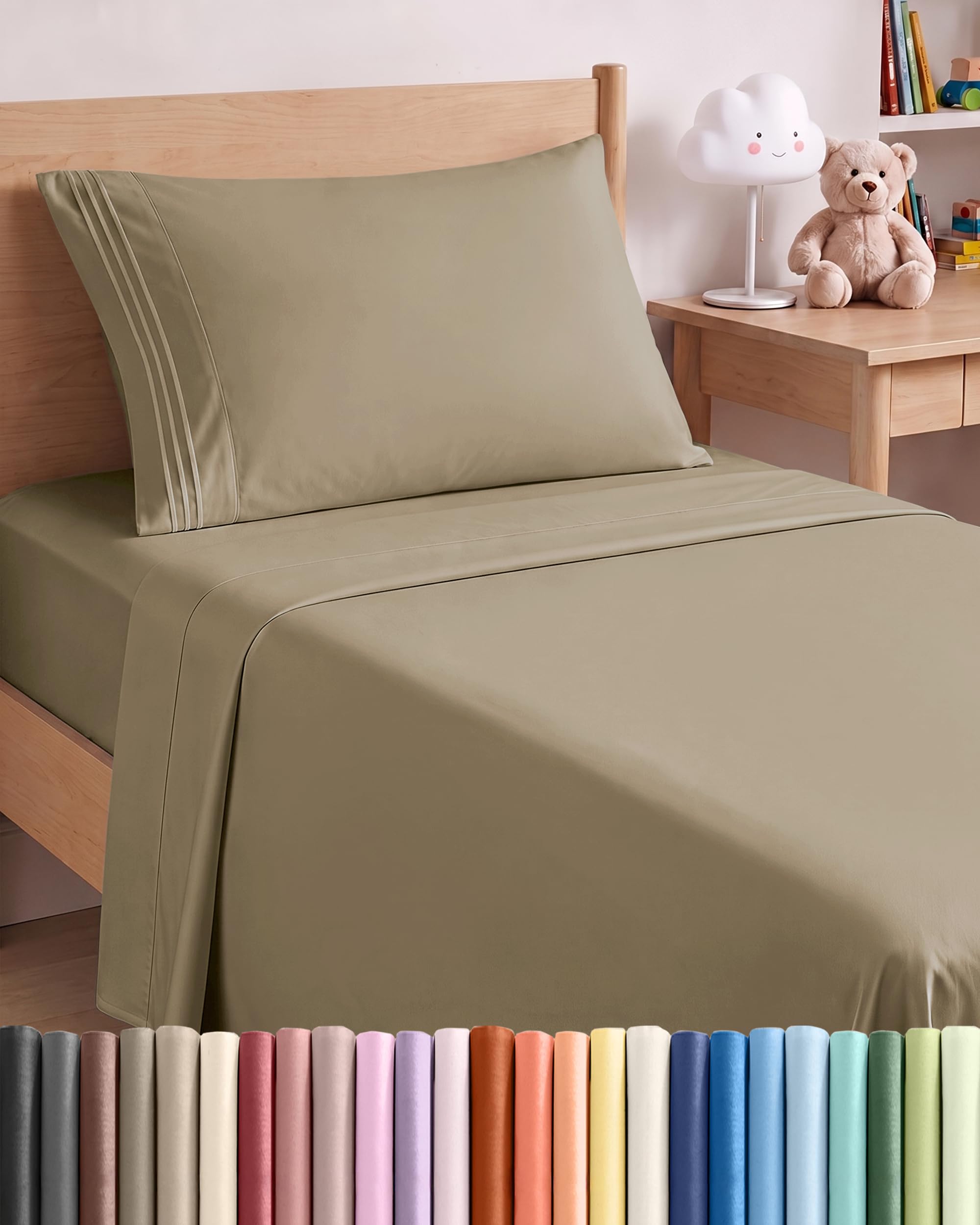 Twin XL Size 3 Piece Sheet Set - Comfy Breathable &amp; Cooling Sheets - Khaki