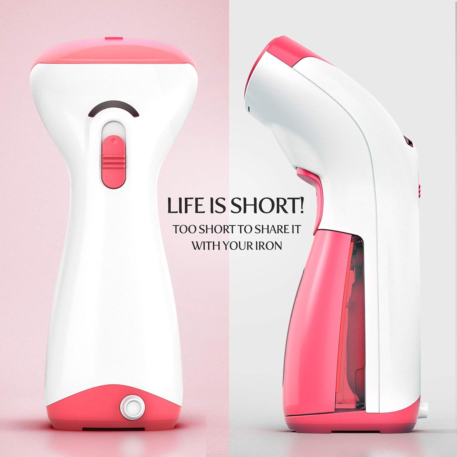 iSteam Steamer for Clothes [New Technology] Powerful Dry Steam. Multi-Task: Fabric Wrinkle Remover- Clean- Refresh. Handheld Clothing Accessory. for All Kind of Garments. Home/Travel [MS208 Red]