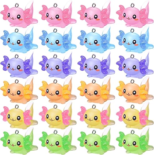 Junkin Animal Charms Axolotl Resin Charms for Jewelry Making Tiny Resin Animals Figures Miniature Axolotl Ornament Sea Pendant for DIY Earrings