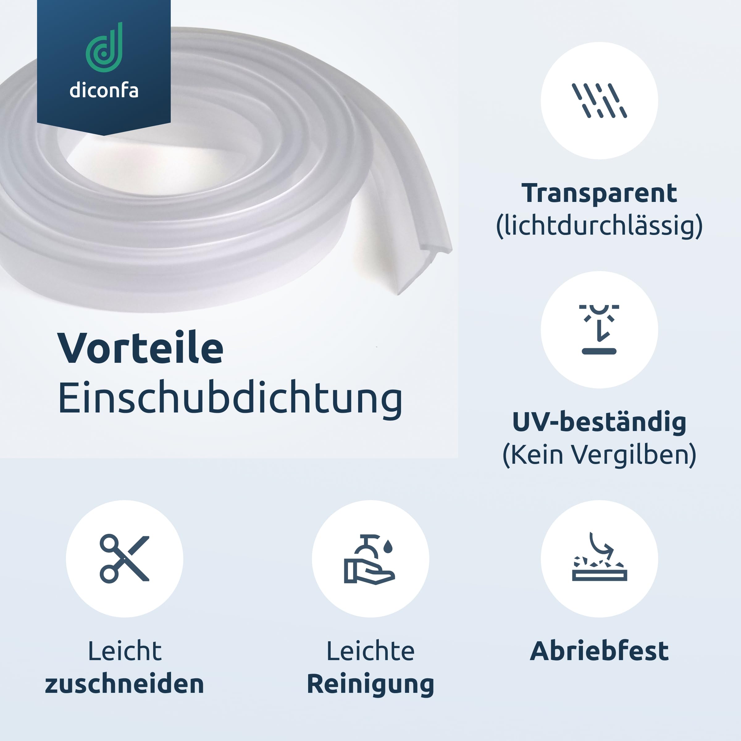 diconfa PVC Einschubdichtung 6mm breit - Dichtbereich 14mm - 400cm lang