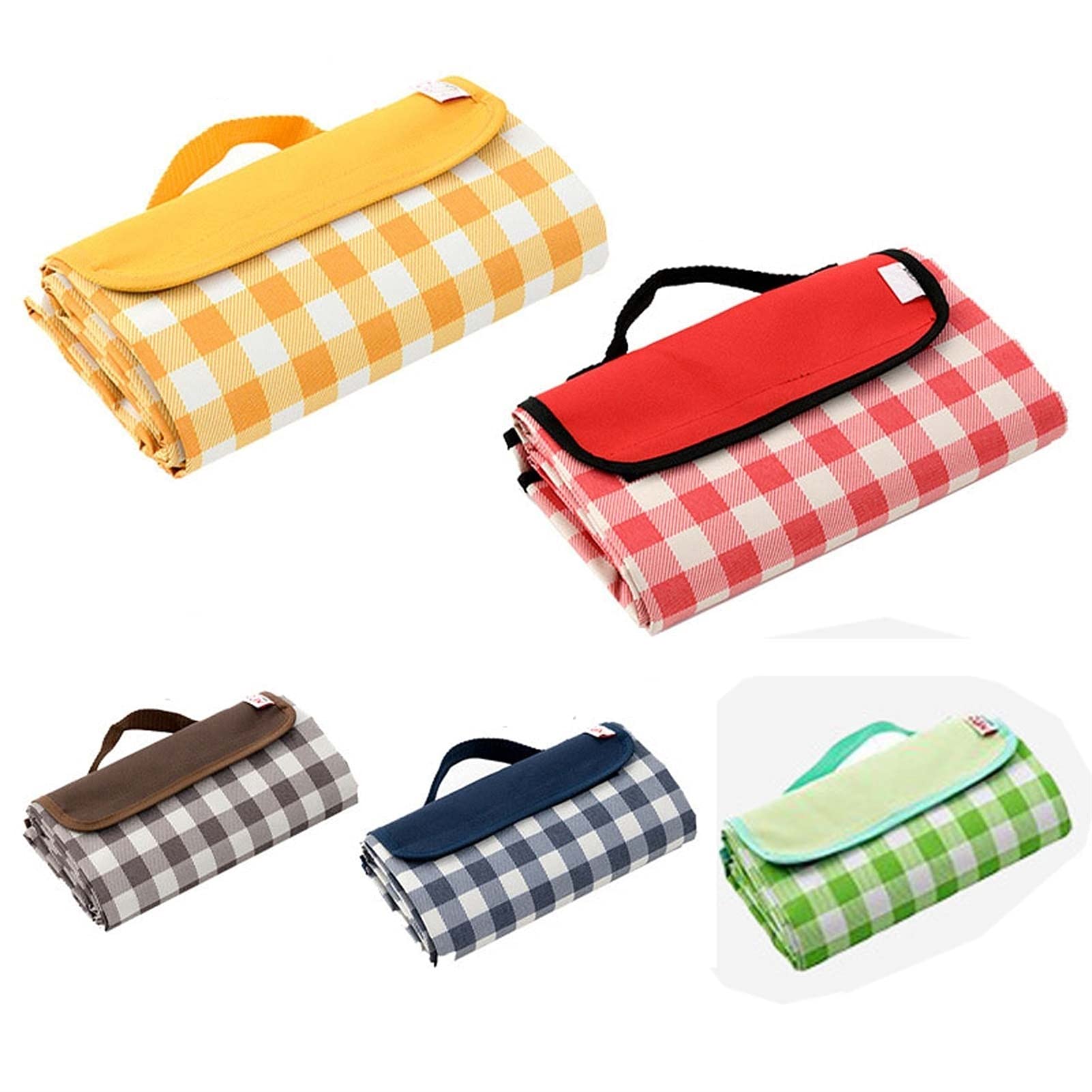 Couverture Tapis de Pique Nique, 200 x 200 cm Imperméable Pliable Nappe Picnic avec Poignée, Natte de Plage pour Camping Jardin Extérieur (Color : Green Grid)