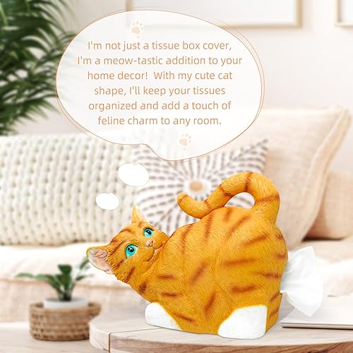 Miniatura 2 de Funda para caja de pañuelos de gato, se adapta a caja de pañuelos de papel de gato naranja cuadrado, decoración Kawaii para baño, mesita de noche,