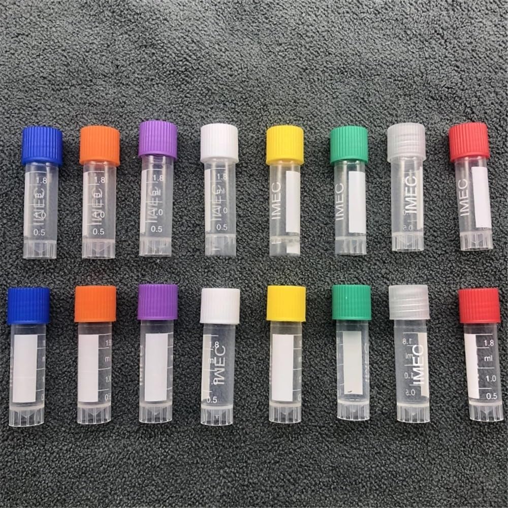Cristalería de Laboratorio Tubo criovial de muestra de plástico de laboratorio graduado de 1,8 ml con junta de silicona(500pcs)