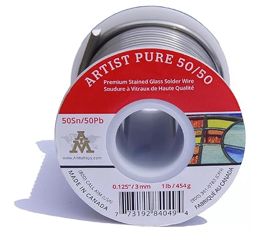 AIM Artist Pure 50/50 Soldadura de vidrieras, 0.125 pulgadas, 1 libra (3 mm / 454 g)