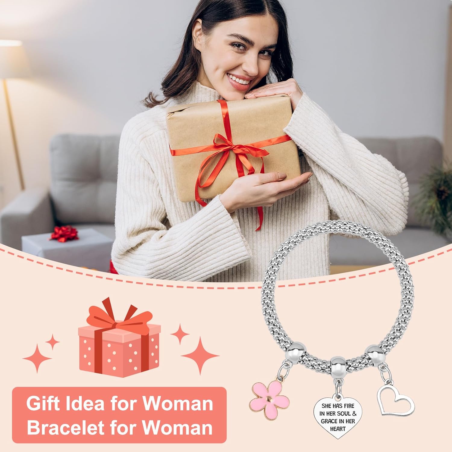 Inspirational Gifts for Women Motivational Encouragement Bracelet for Daughter Sister Friends Cousin Coworker Positive Friendship Present for Her Christmas Birthday Present Stretch Bracelets Jewelry - Image 7