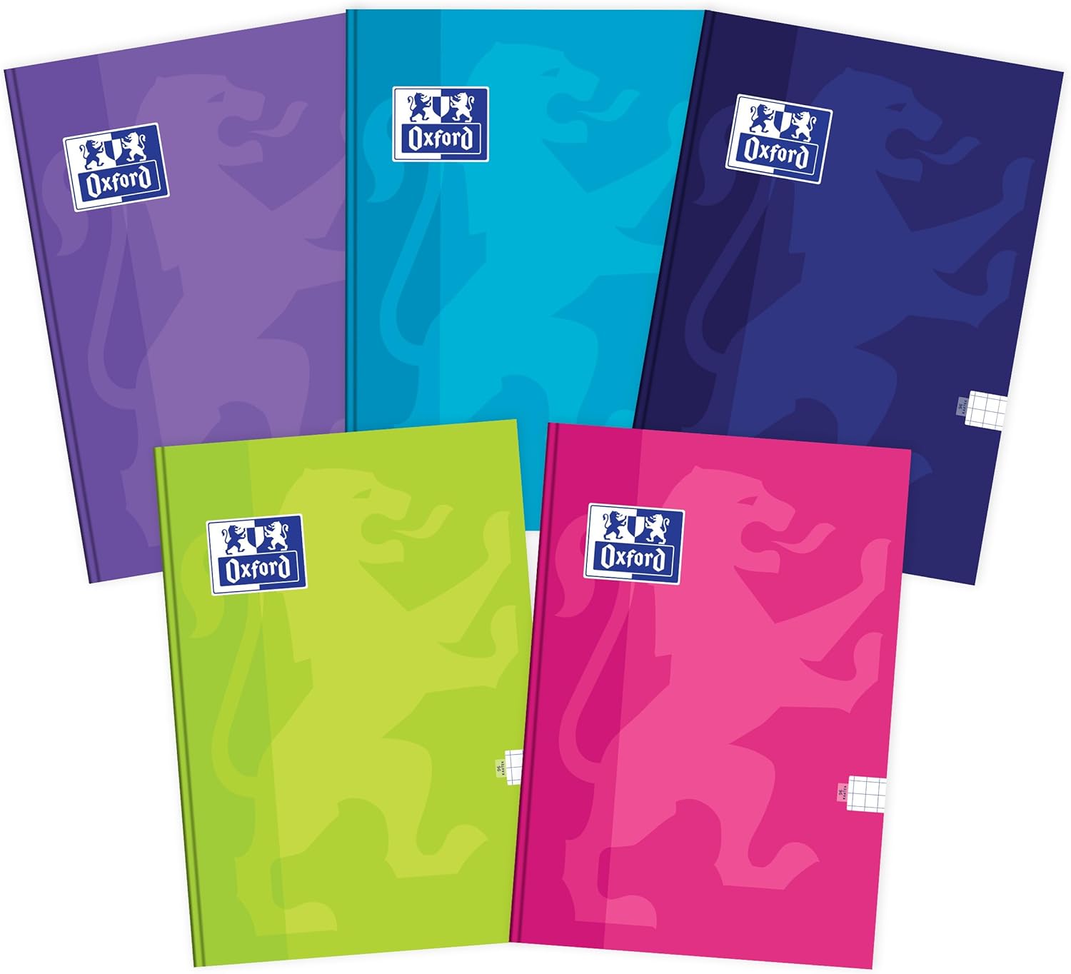 Oxford Exercise Book A4 96 Sheets Squared Pack of 5 Assorted Colours