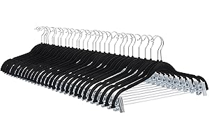 Amazon Basics Velvet, Non-Slip Skirt Clothes Hangers with Clips 24-Pack