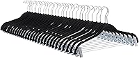 Amazon Basics 24-Pack Velvet Non-Slip Skirt Hangers with Clips & 360° Swivel Hook - Black, Pants & Skirt Organizer