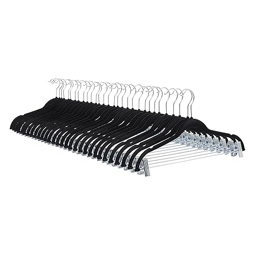 Amazon Basics Velvet, Non-Slip Skirt Clothes Hangers with Clips, Organize