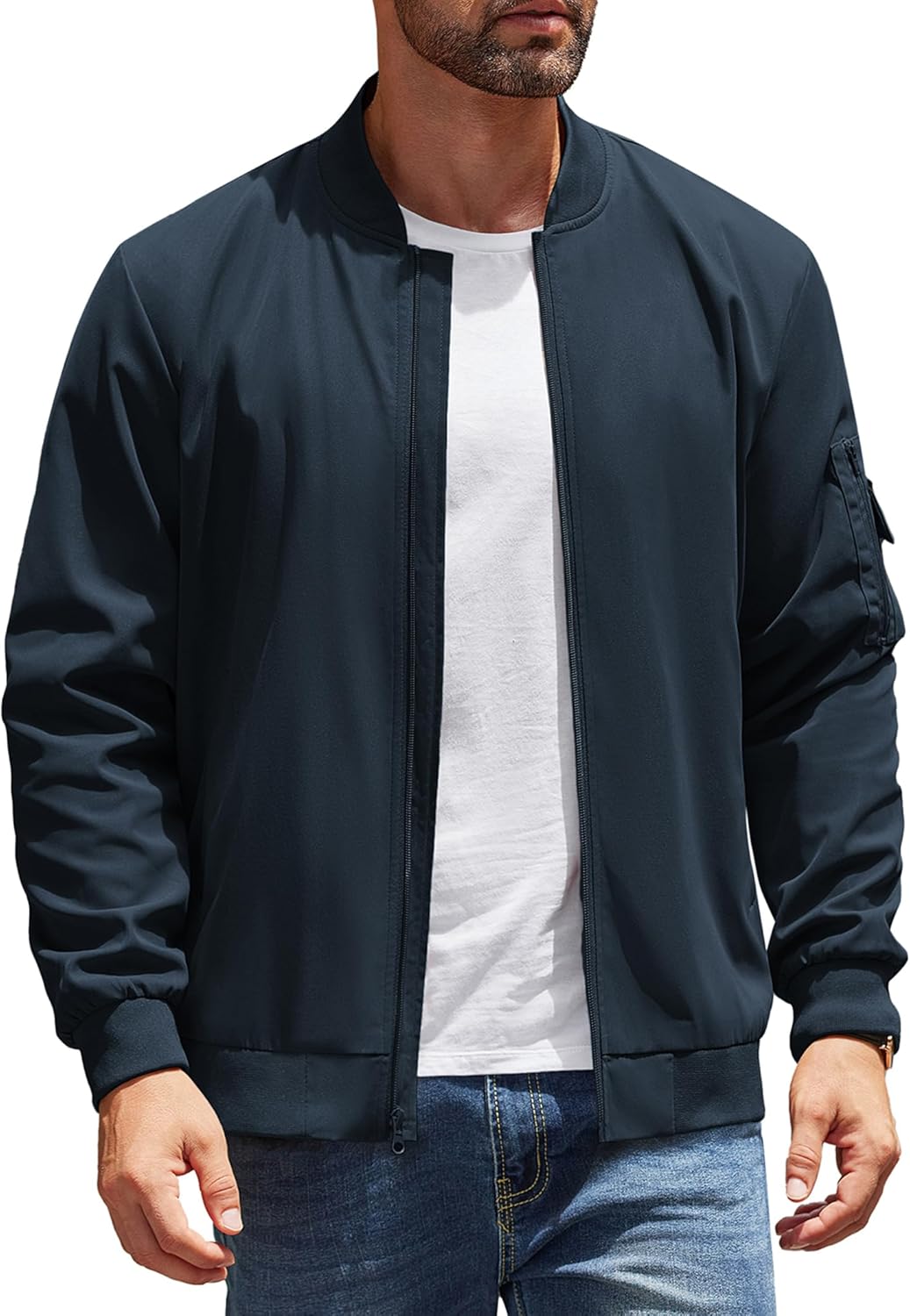 COOFANDY Men's Lightweight Bomber Jackets Casual Spring Fall Windbreaker Jacket Light Zip Up Coat With Pocket