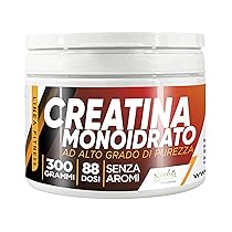 Creatina Monoidrato 300 Grammi – 88 Dosi – 100% Polvere pura – Solubilità ottimale – Senza additivi – Gusto Neutro – Creatine per Crescita Massa Muscolare, Forza e Resistenza – Integratore Alimentare