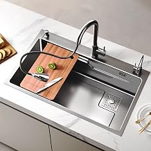 Sink for Kitchen, Drop in Single Bowl Stainless Steel Bar Sink, Topmount Workstation Kitchen Sink with Accessories, for RV, Travel Trailer, Garage Size 68 * 45cm