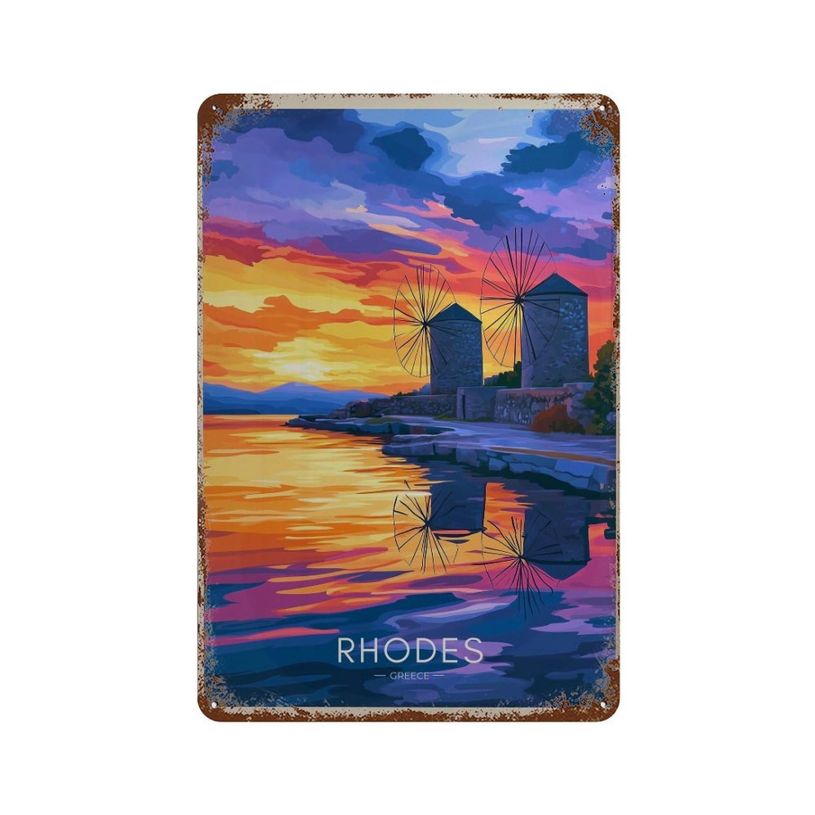 xiaoxiaoshen Rhodes Greece Travel Dodecanese Islands (2) Wall Decor Art Metal Tin Poster Modern Home Decor Art Home Bar Shop Decorations Vintage Sign 30x20cm