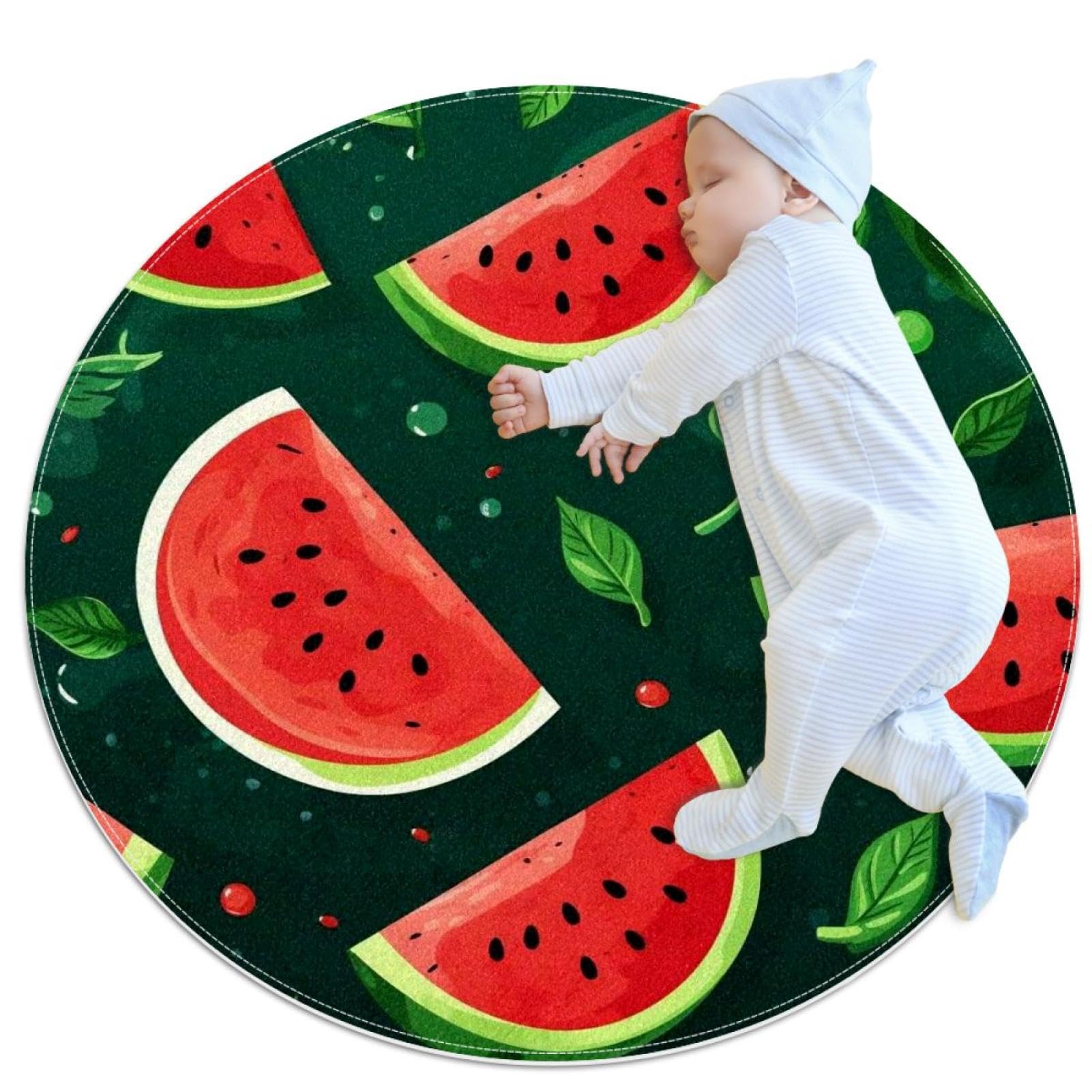 Tapis de bain antidérapant rond 1m pastèque pour éviter les glissades