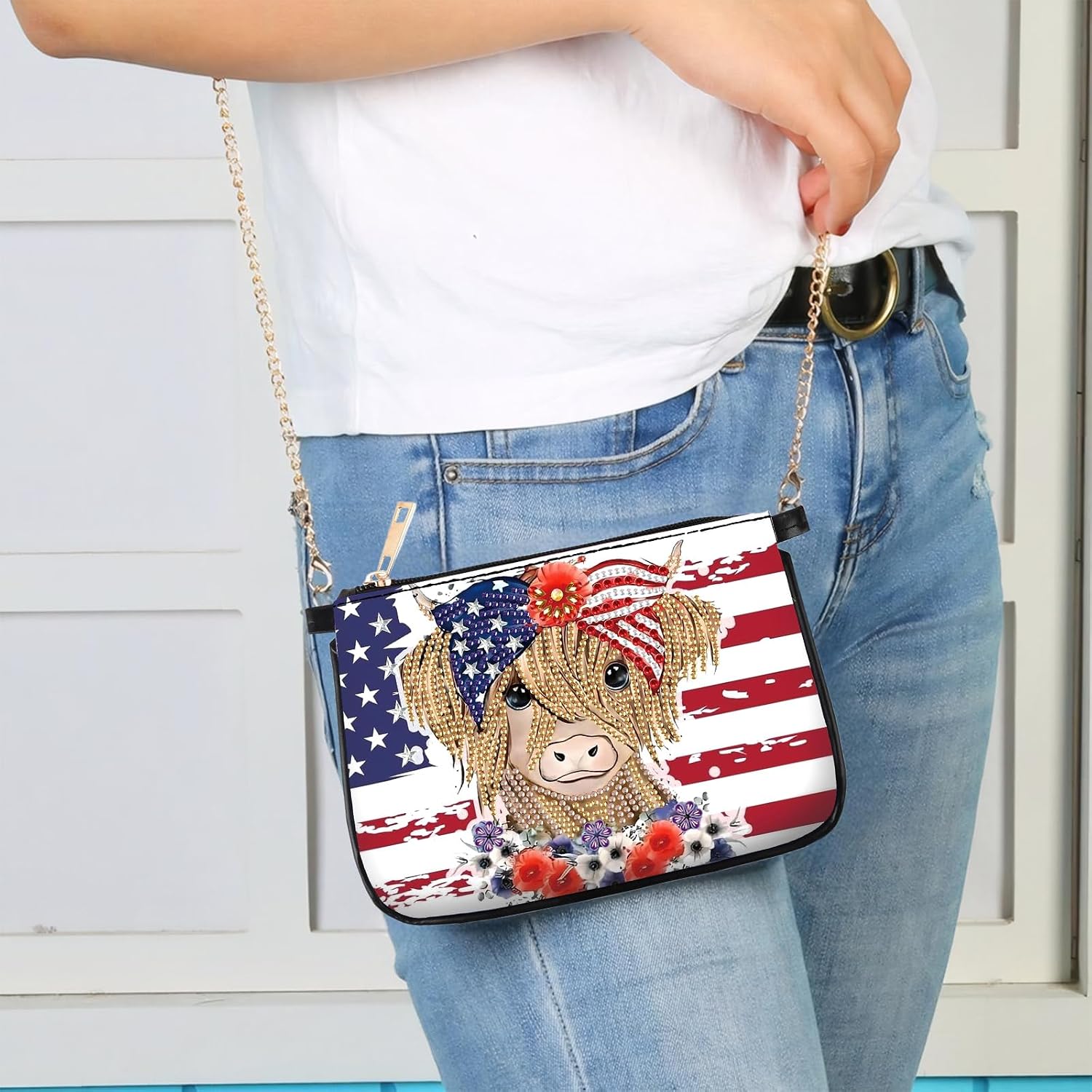 Diamond Art Handbag Kit for Adults, 5D DIY Diamond Art Painting Purse with Zipper, Clutch Bag for Women, Small Craft Gift for Makeup & Accessories(Yak) image 2