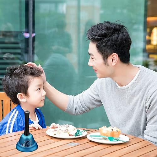 Miniatura 6 de Campana de mano de metal azul – Campana de aula de 5.3 pulgadas para escuelas, oficinas, hoteles