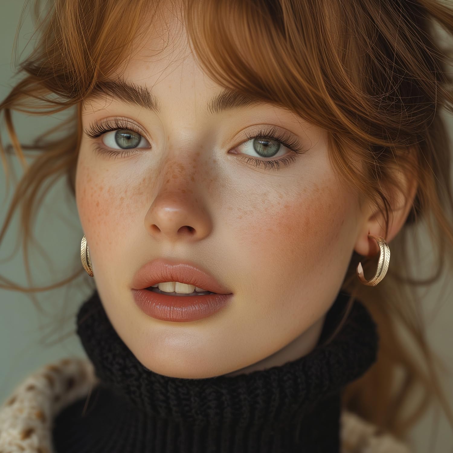 14K Gold Hoops Thick Small Hoop Earrings for Women Elegance Curved Banana Leaf Gold Hoop Earrings 18mm