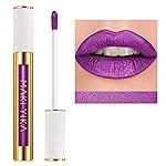 MAKI YIKA Purple Lipstick for Women Metallic Lipsticks Glitter Long Lasting Lipstick No Smudge No Transfer Liquid Lip Gloss (BR18 Amethyst)