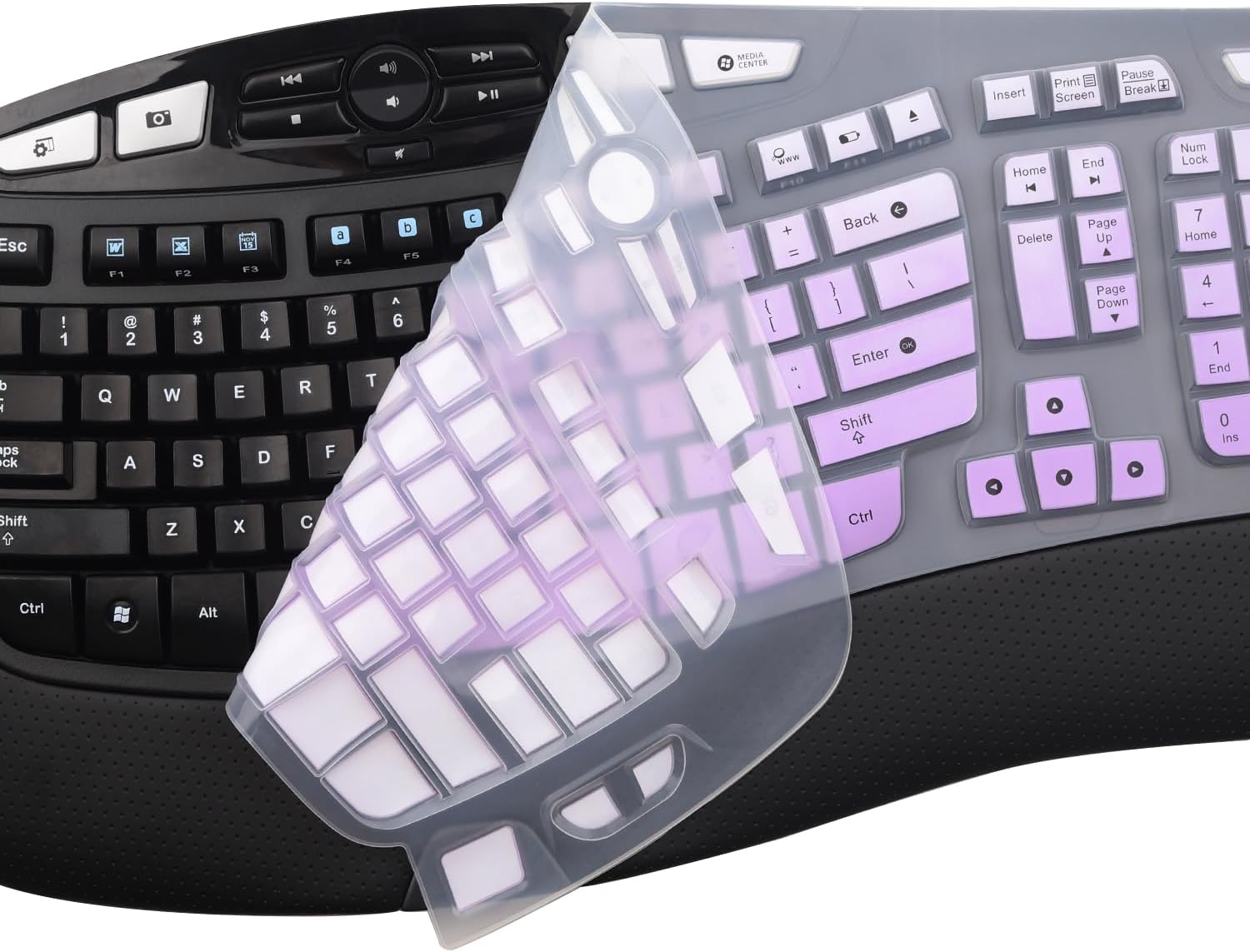 Keyboard Cover for Logitech K350 Wireless Wave Keyboard,& MK570 MK550 Wireless, Logitech K350 MK550 MK570 Keyboard Accessories Protective Skin-Rainbow-OmbrePurple image 3