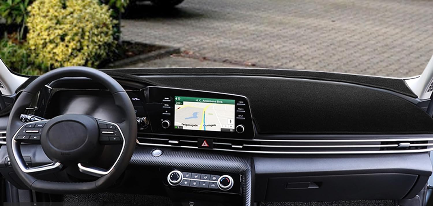Dash Cover Mat Custom Fit for Hyundai Elantra/Elantra N 2021 2022 2023 2024 2025 2026, Dashboard Cover Pad Carpet Protector (Black) F164