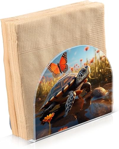 Miniatura 2 de Servilletero acrílico de tortuga y mariposa de papel transparente, dispensador de pañuelos de mesa, cocina, comedor, baño, fiesta, decoración de