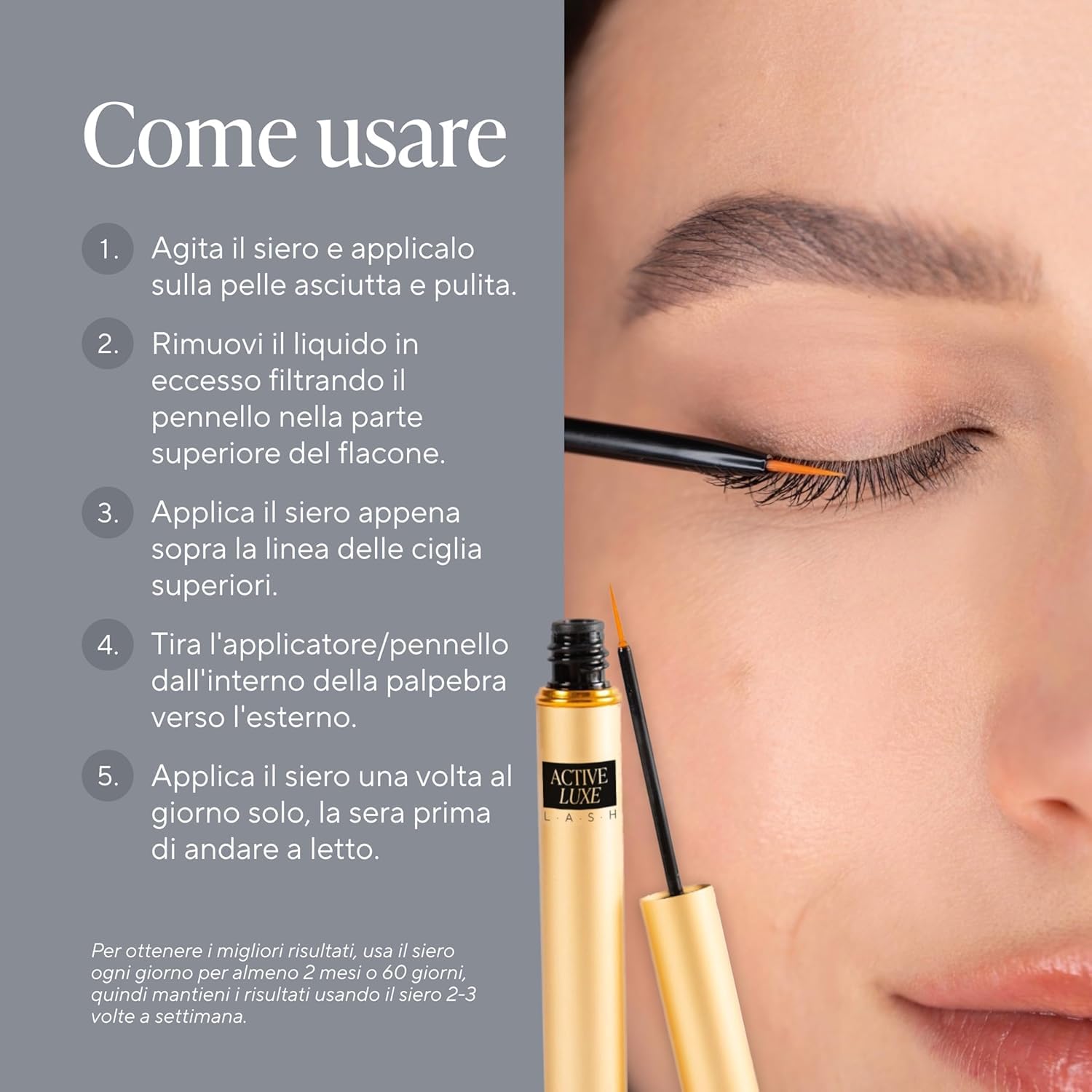 Active Luxe Siero Ciglia Allungante, 1.5 ml | Siero Crescita Ciglia Clinicamente Testato, Senza Ormoni, Vegan, Ciglia Allunganti Naturali, Effetto Lash Lift