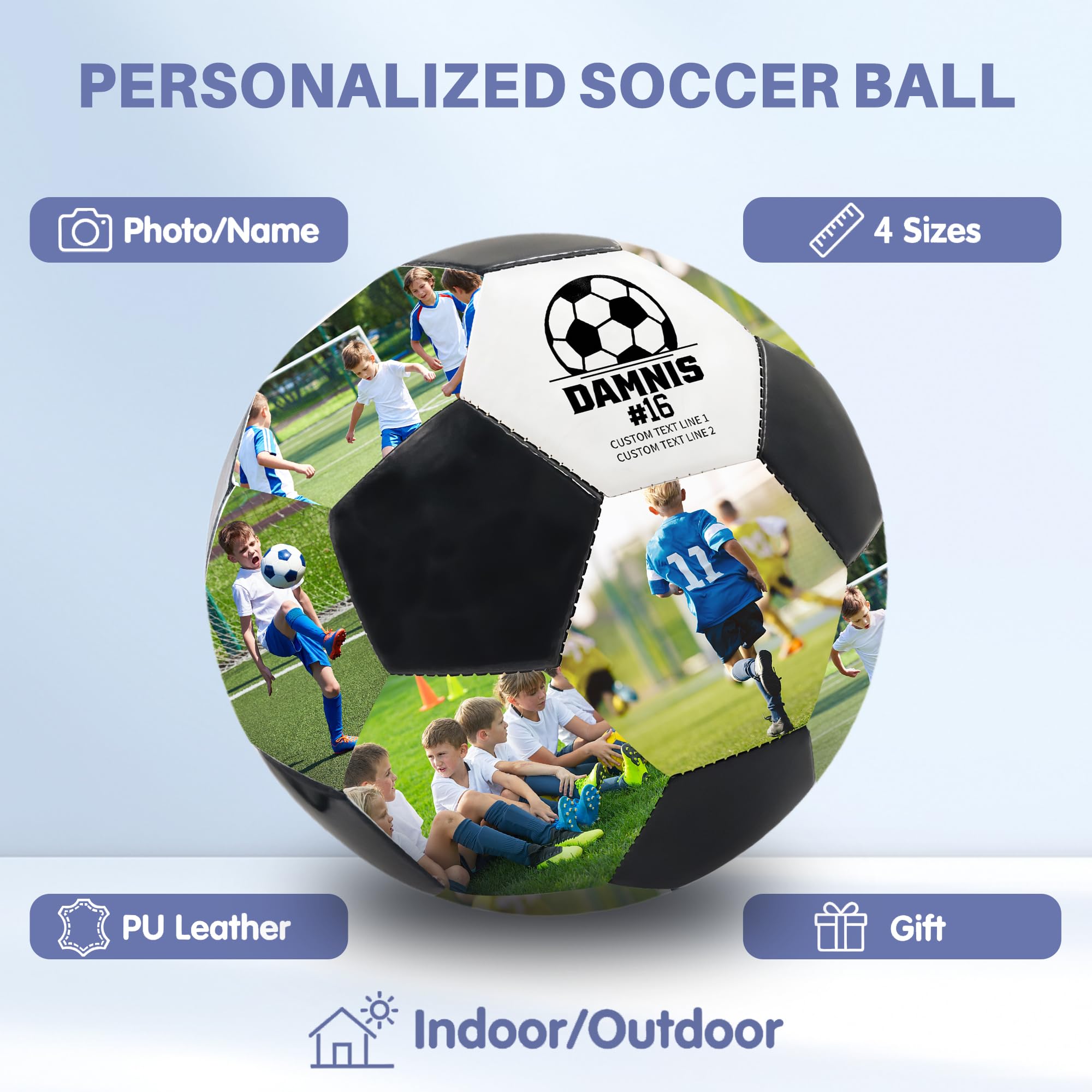 Pallone da Calcio Personalizzato con Foto & Nome, Regalo Speciale per Figli, Figlie, Fidanzati e Appassionati, Per Compleanni, Ricorrenze e come Ricordo Indimenticabile