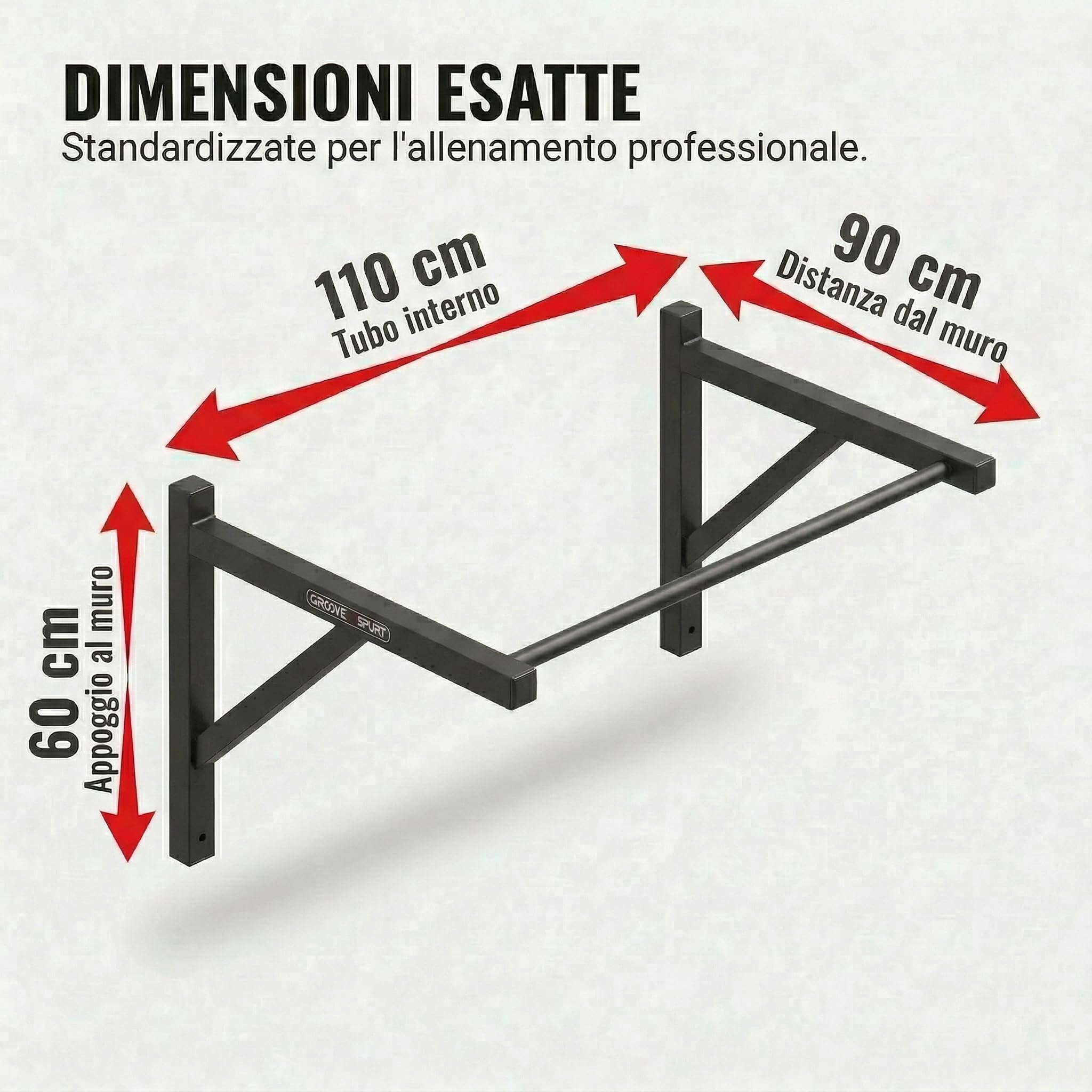 Cipriani sport - Barra Trazioni a Muro Gym Wall Bars -Kit di Fissaggio incluso | Professionale per Muscle Up, Pull Up - per Calisthenics, Bodybuilding - Robusta e Sicura