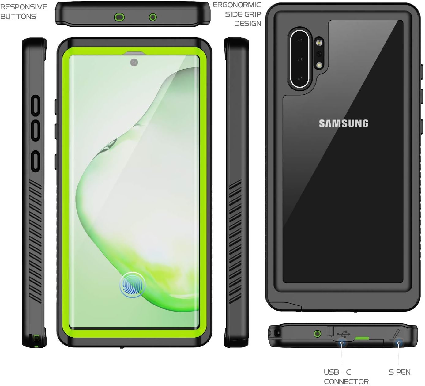 Temdan New Designed for Waterproof Samsung Galaxy Note 10 Plus Case,Clear Sound Quality Built in Screen Protector with Fingerprint ID Film IP68 Waterproof case for Samsung Note 10 plus/5G