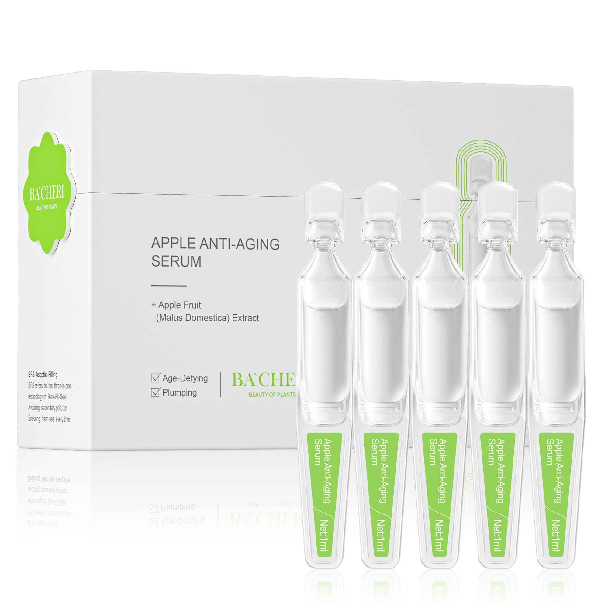 Hydrating & Anti-Aging Ampoules Serum - Apple Stem Cell & Tremella Mushroom Extract and Collagen - Deep Hydration, Anti-Wrinkle, Skin Firming & Revitalizing, For All Skin Types, 30 Pcs/Box
