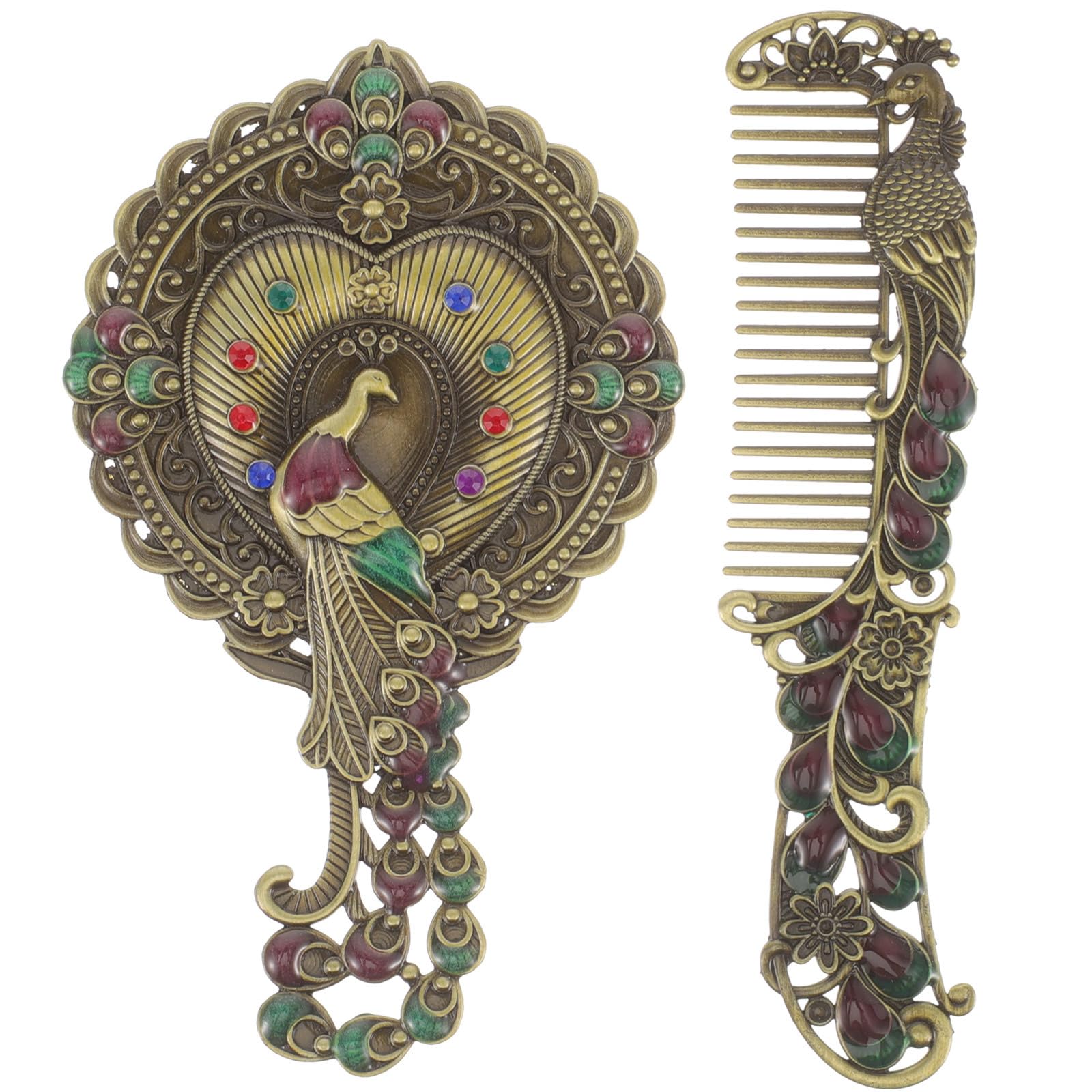 Miroir cosmétique vintage avec peigne miroir de courtoisie métal