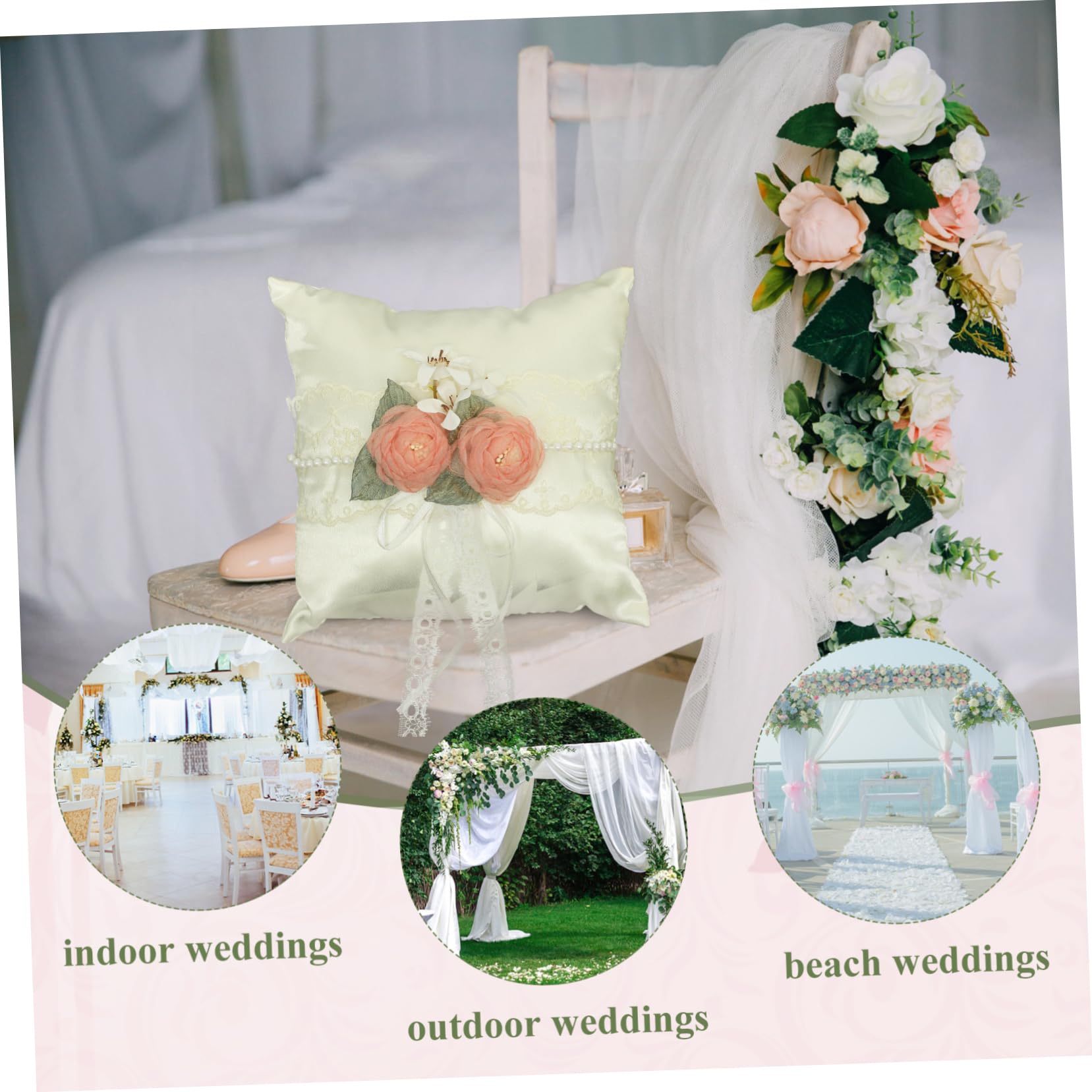 MAGICLULU 5 Pz cuscino ad anello decorazioni rustiche per matrimoni cuscino portafedi Nozze cuscino fiore portafedi matrimonio arredamento cuscino per anello di fidanzamento stoffa
