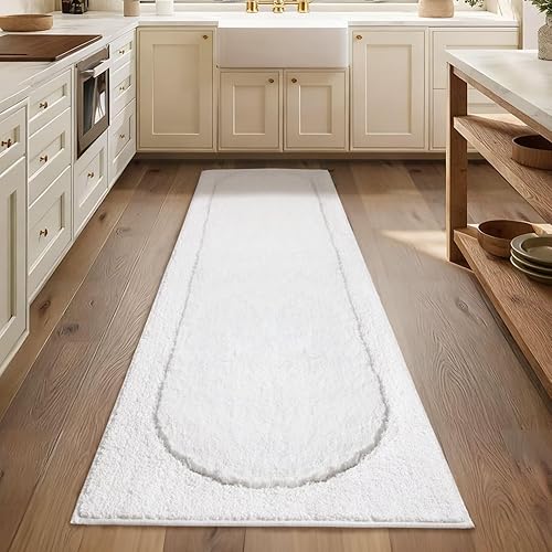 Miniatura 18 de DEXDE Alfombras de baño de 60 x 24 pulgadas, extra suaves y absorbentes, de microfibra largas, antideslizantes, de secado rápido, lavables a Negro