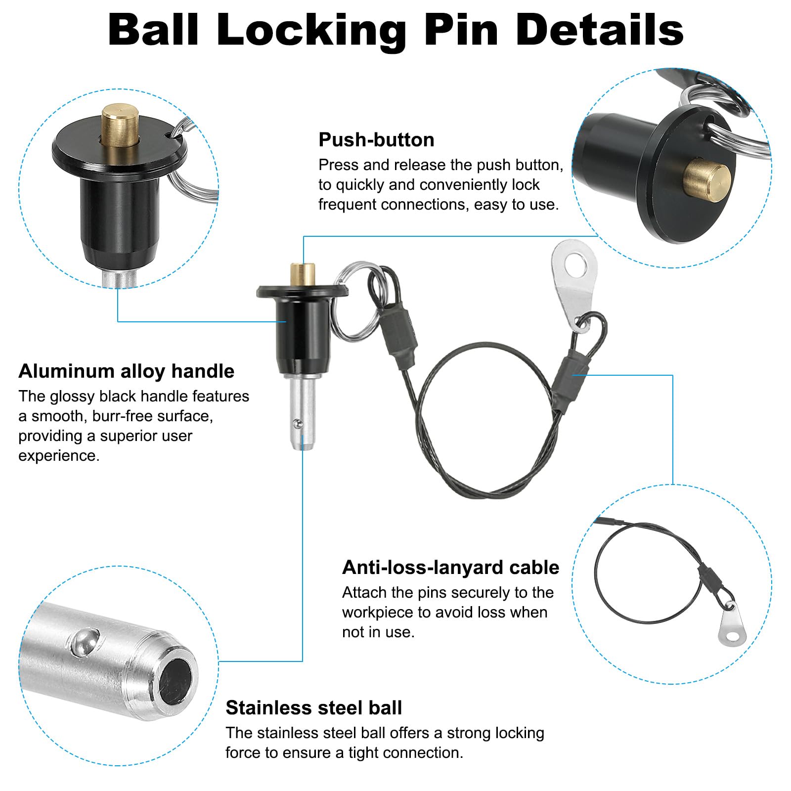 PATIKIL Quick Release Pin 1/4" x 0.39" - Image 3