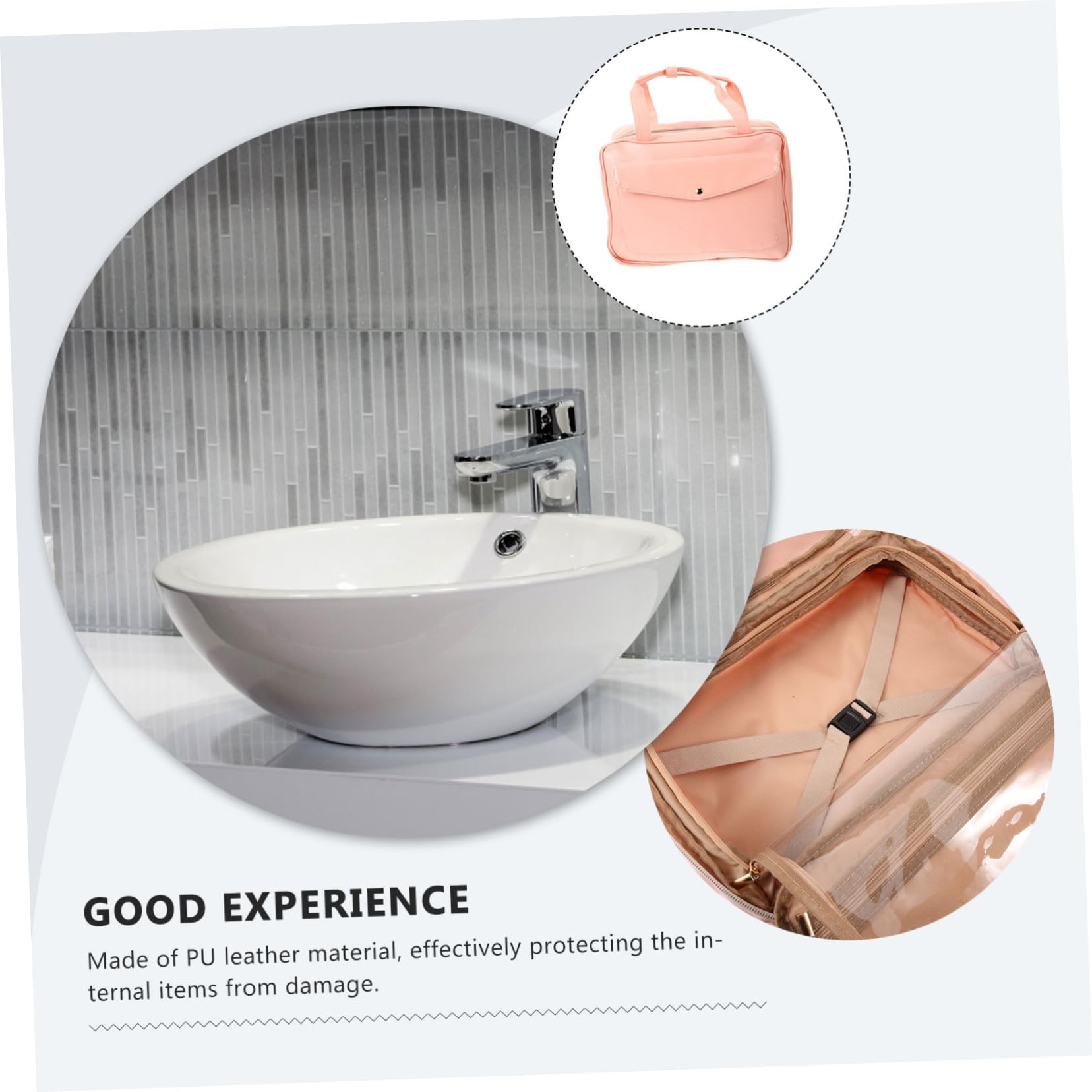 Healvian Trousse de Toilette Design Suspendu Multifonctionnel Portable en Cuir PU Grosse Capacité Imperméable pour Voyage et Usage Extérieur