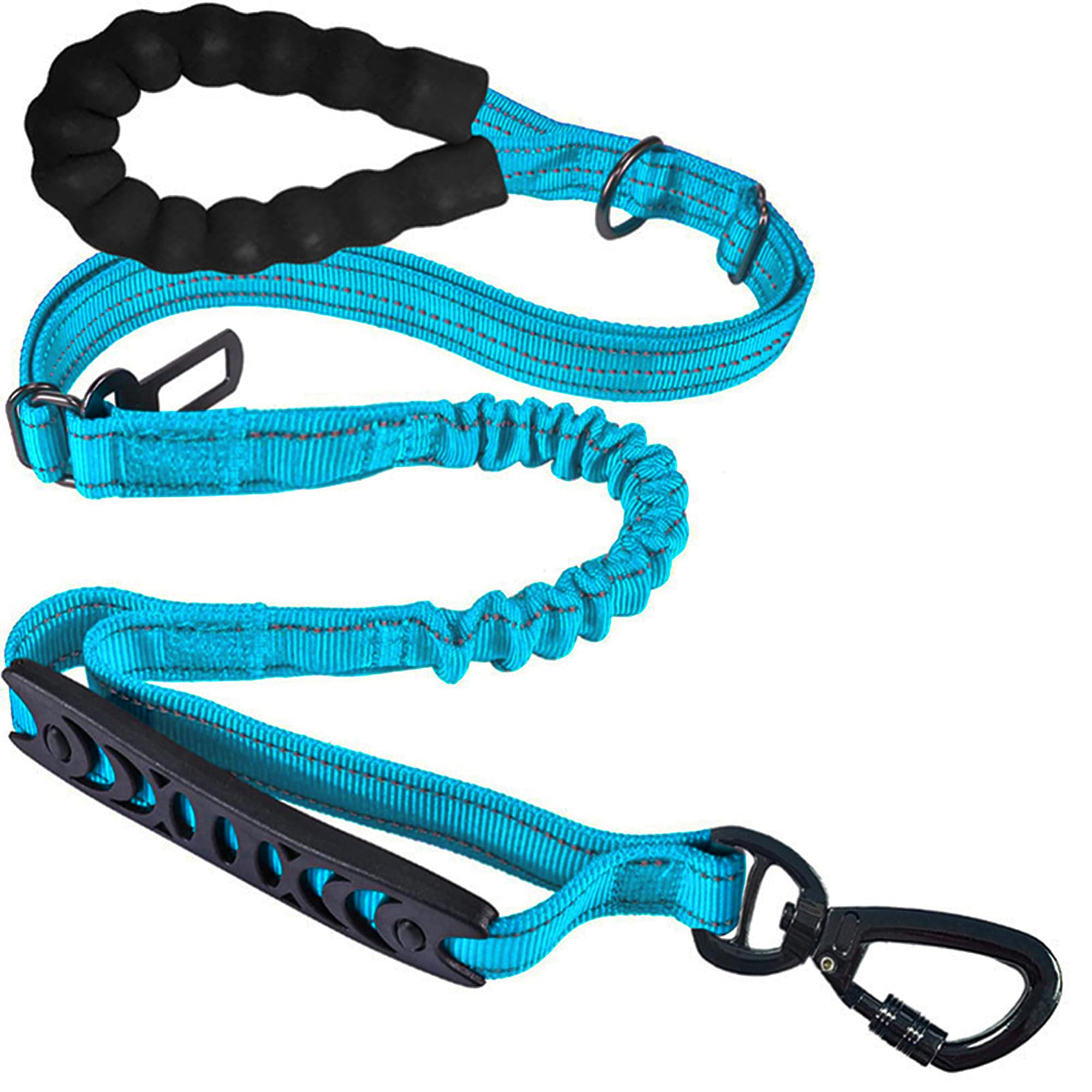 Bungee Dog Lead – Anti-Pull Training Leash with Reflective Threads, Traffic Control Handle & Car Seat Belt Buckle, Adjustable Anti-Shock Elastic – Heavy Duty Harness for Small, Medium & Large Dogs