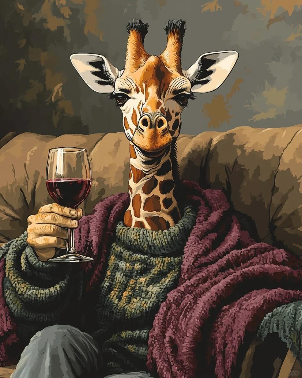 Henypt Cross Stitch Kit Fantasy Giraffe Animal DIY Arts Aand Craft Kit for Adults Beginners with Accessories Handmade DIY/Gifts 14CT 40x50cm