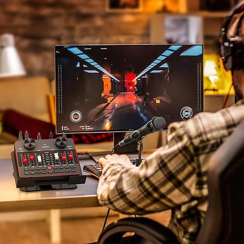 Miniatura 9 de Paquete de equipo de podcast para 2 micrófonos Tiktok Video Creator Kit, interfaz de audio, mezclador de DJ, tarjeta de sonido, micrófono de