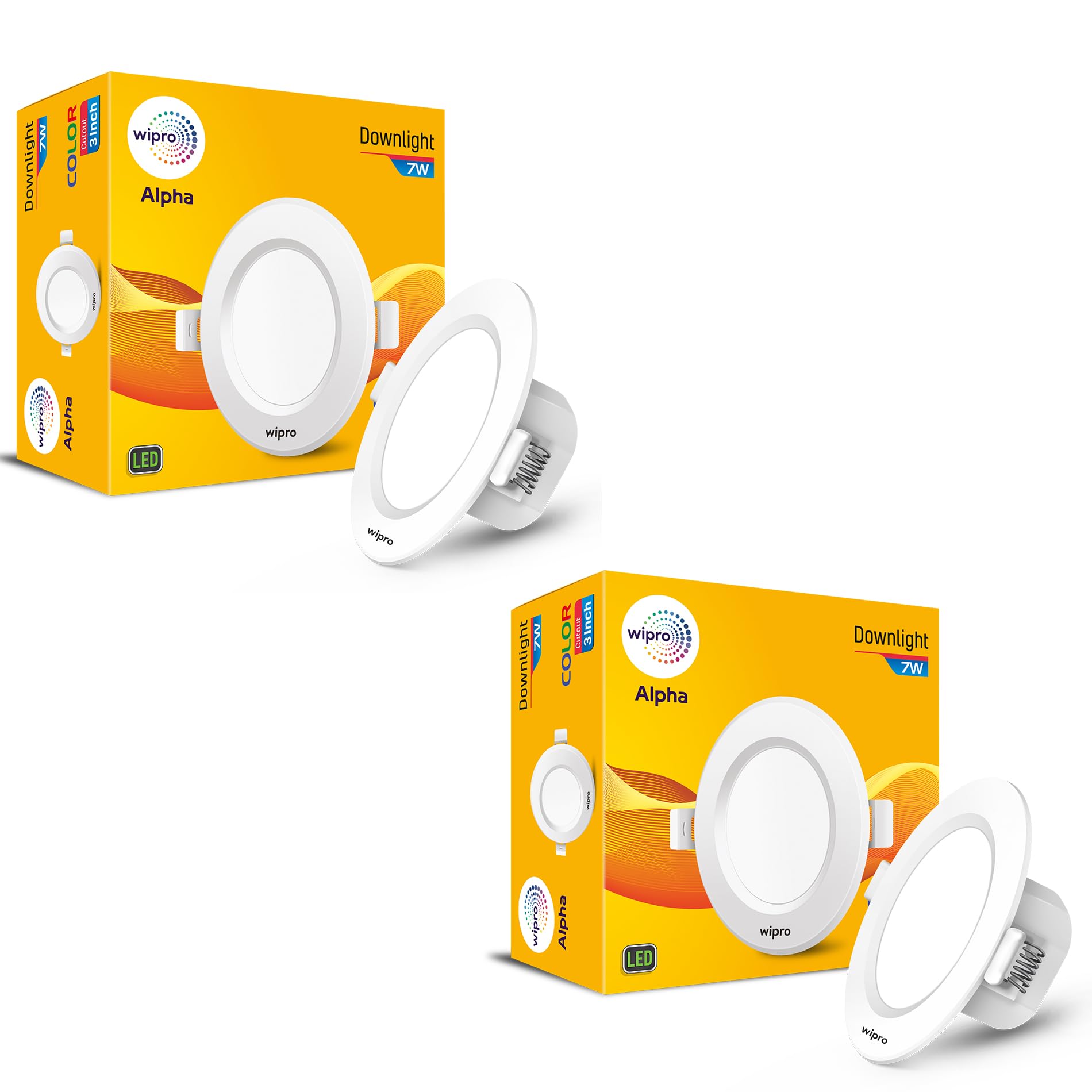 Wipro Polycarbonate Alpha 7W Round Downlight Junction Box | Cool Day White (6500K) | Glare-Free Design |Recessed Down Light for False Ceiling | Cutout ? 3 Inch | Pack of 2-picture-20