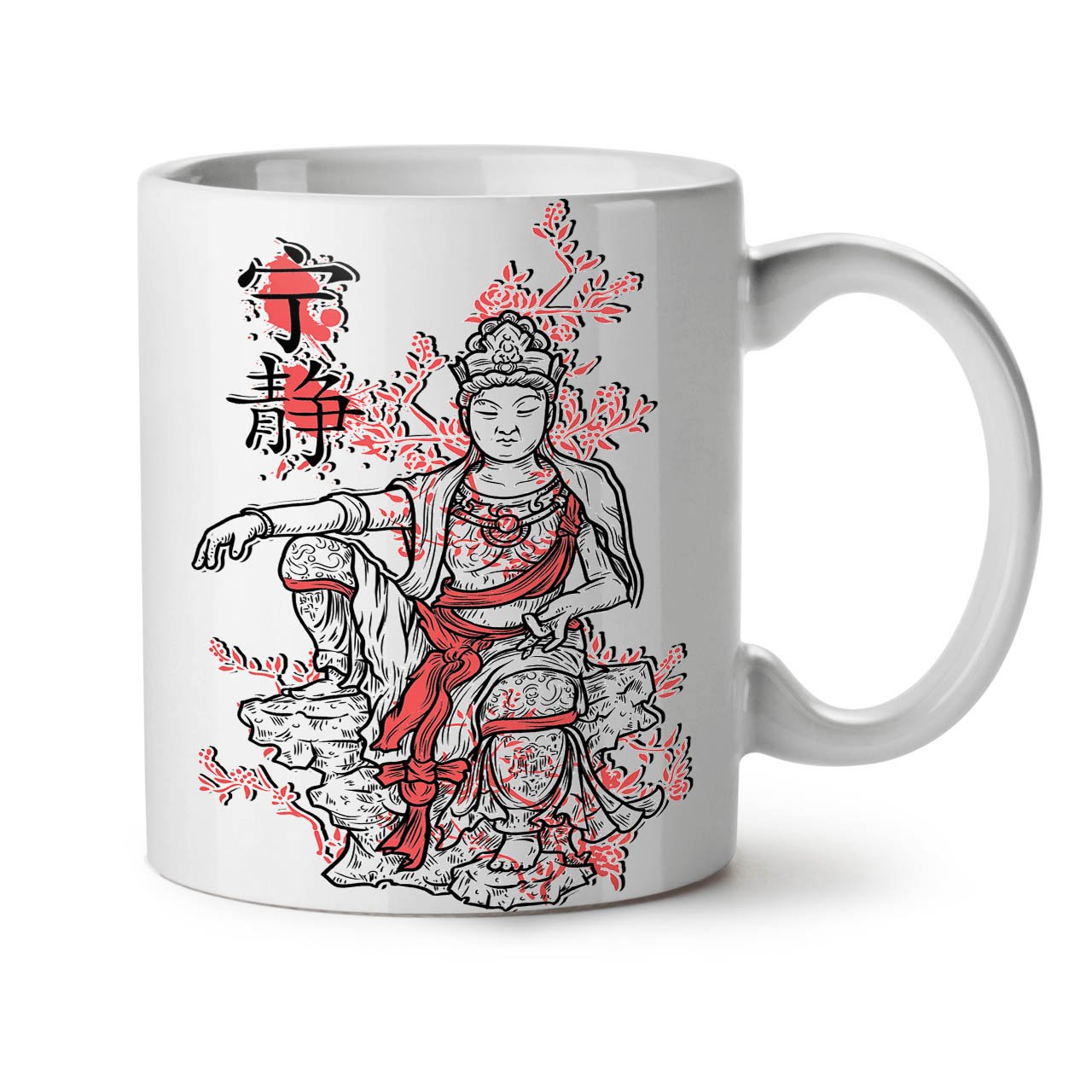 Buddha Goddess China Asia Japan White Tea Coffee Ceramic Mug 11 oz Wellcoda