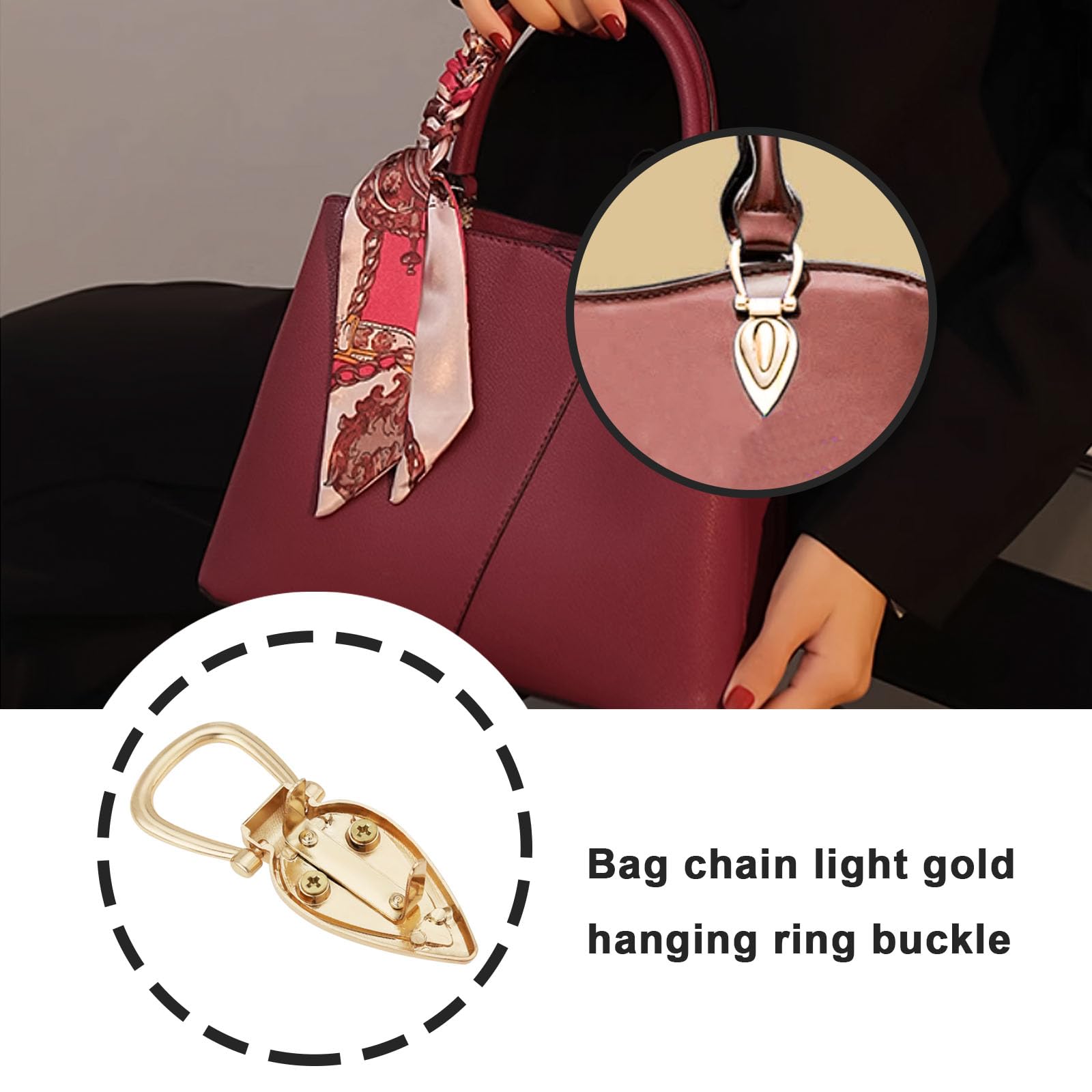 LT Easiyl 8PCS Metal Bag Chain Buckles with D Ring Washers 2 Styles Connector Buckle for DIY Purse Crossbody Shoulder Leather Craft Bag - Image 3