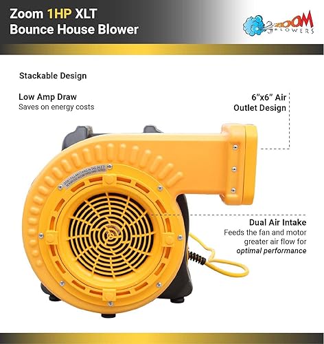 Miniatura 3 de Zoom Blowers Soplador de aire 2HP para casa inflable de rebote, grado comercial, portátil y potente ventilador para inflar la casa hinchable de los