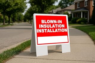 Blown-In Insulation Installation Write On Me Red Folding Coroplast A-Frame with Double-Sided 23in x23in