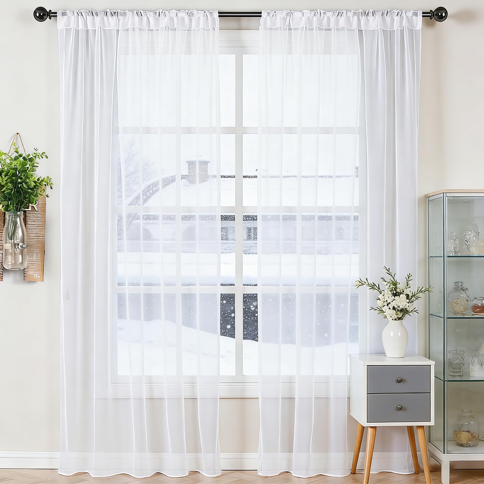 Voilage blanc 270x260 effet lin de qualité supérieure durable