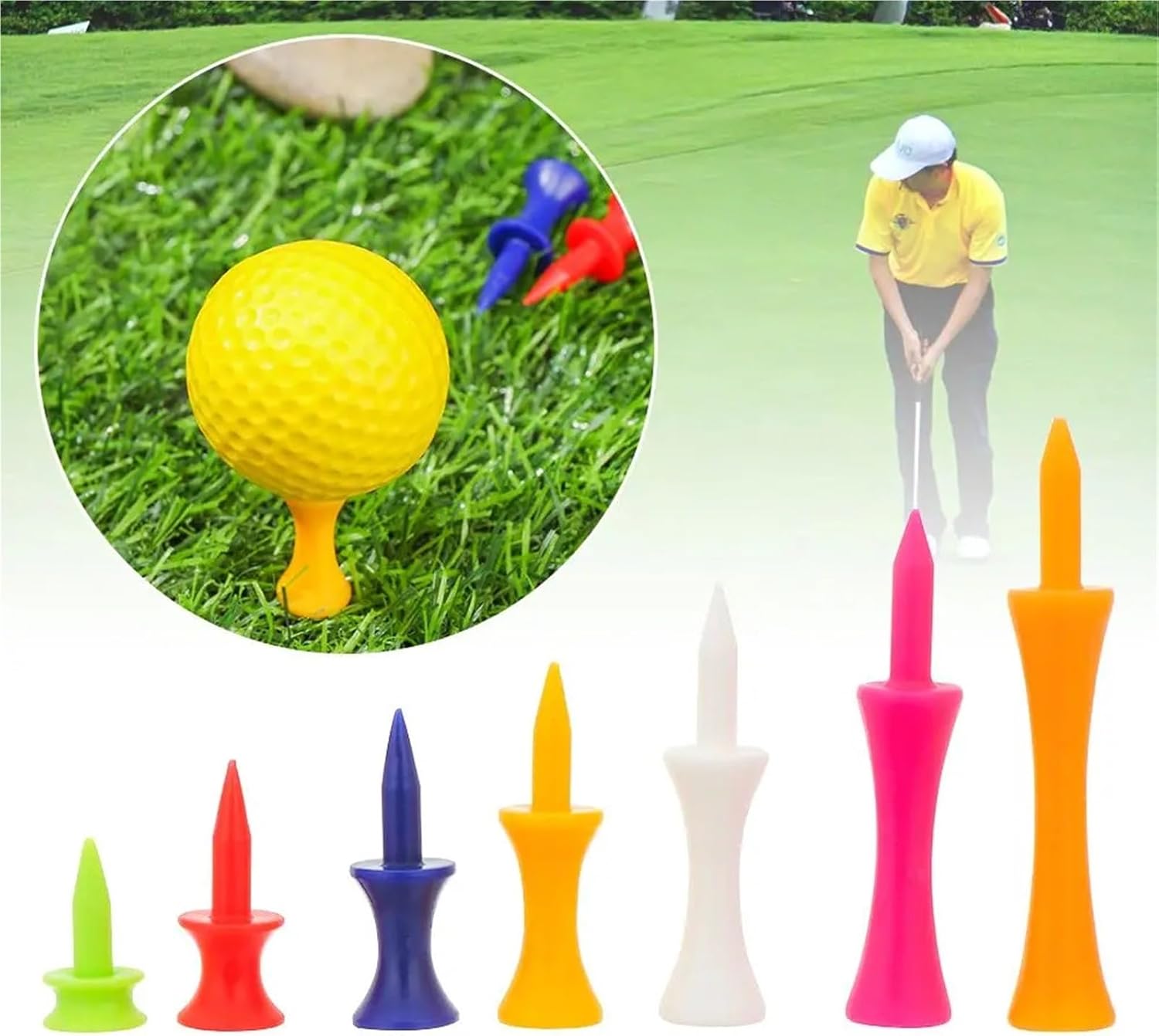 40pcs Colorful Training Practice Accessories Golfer Ball Tees Holder Rubber Golf Tees
